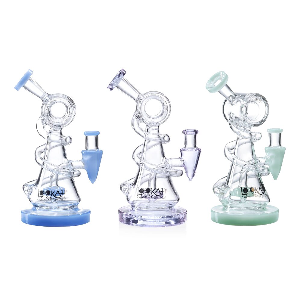 Lookah (Dab Rig) 9″ Mini Recycler Spiral Beaker Water Pipe (WPC1017) - Group Photo