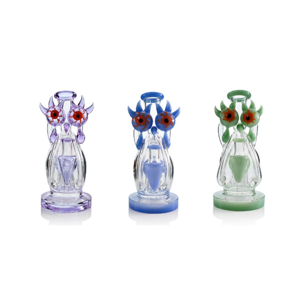 Lookah (Dab Rig) 10″ Cool Recycler Bloodshot Eyes Alien Water Pipe (WPC2026) - Group Photo