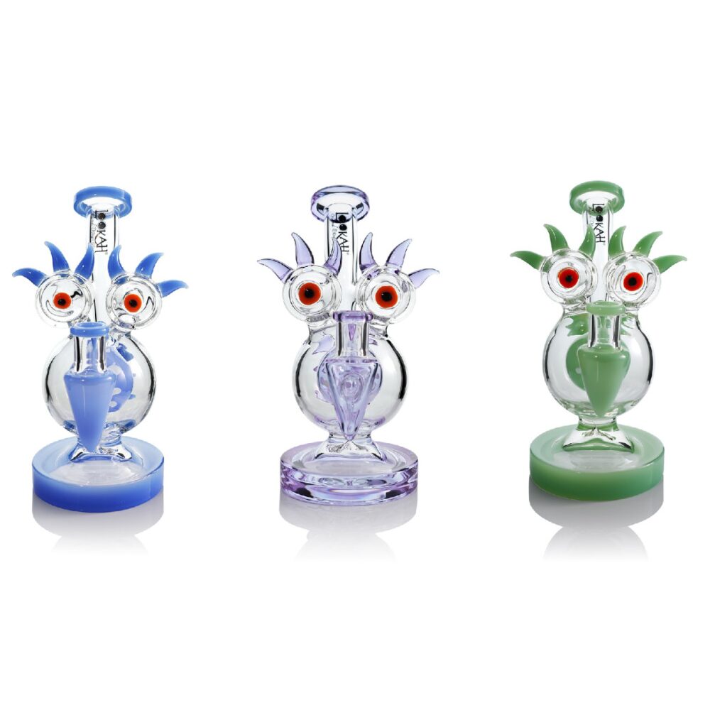 Lookah (Dab Rig) 8” Mini Sparkling Red Eyes Alien Water Pipe (WPC2031) - Group Photo