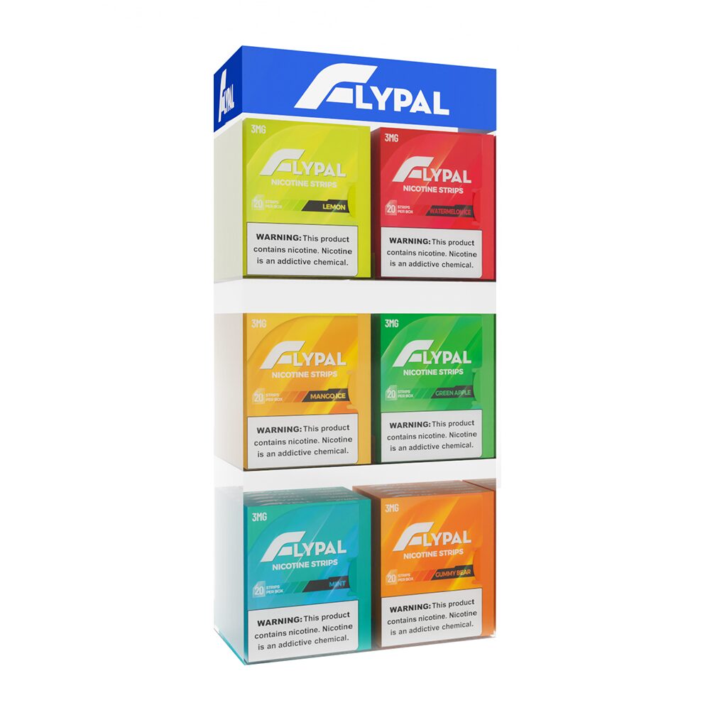 FLYPAL Nicotine Strips Loaded Counter – Acrylic Shelving Unit (SAS) (30pc Display)