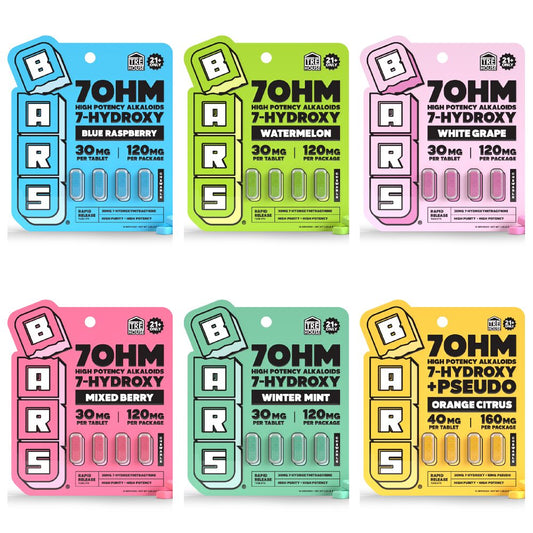 BARS x TreHouse 7OHM (Kratom)(30mg 4ct Tablet) 7 Hydroxy - Group Photo