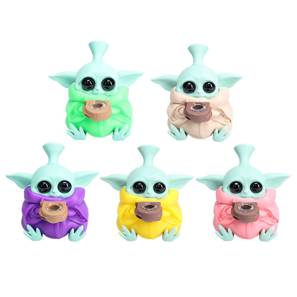 Non branded (Hand Pipe)(1-Pack) SHP12 Baby Yoda Silicone Hand Pipe - Group Photo