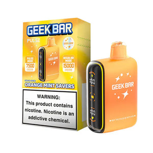 Geek Bar Pulse 15000 Disposables(5 Pack)  Orange Mint Savers with packaging