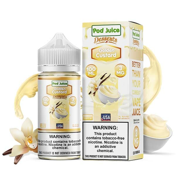 Pod Juice Series E-Liquid | 100mL | 3mg | (Freebase) | Golden Custard with Packaging