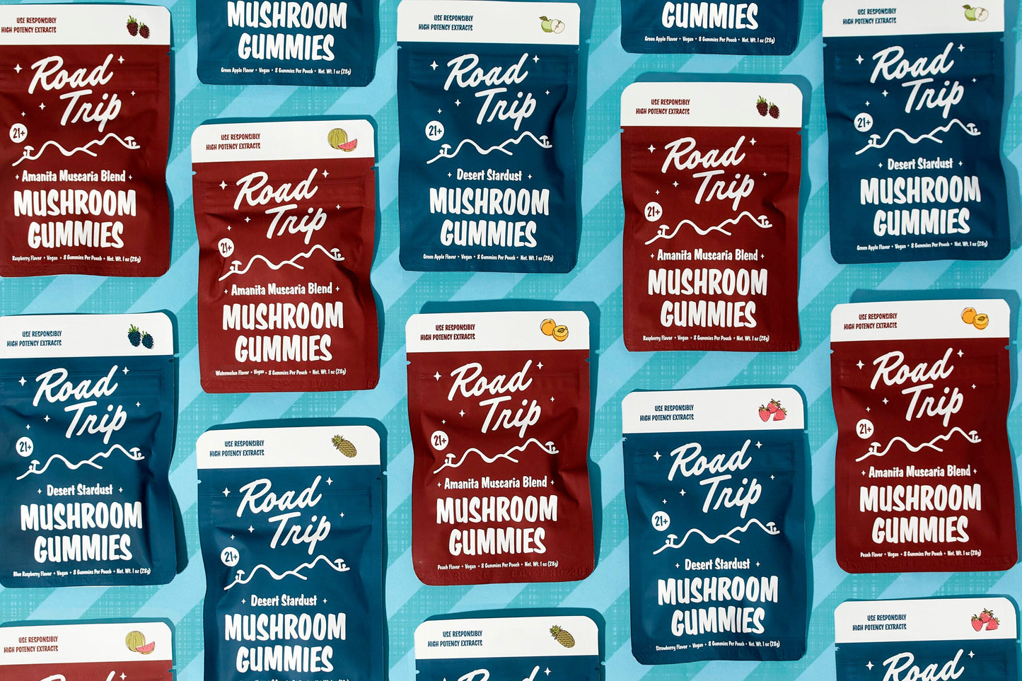 Road Trip Mushroom Gummies (28000mg 8ct Pouch) - Group Photo