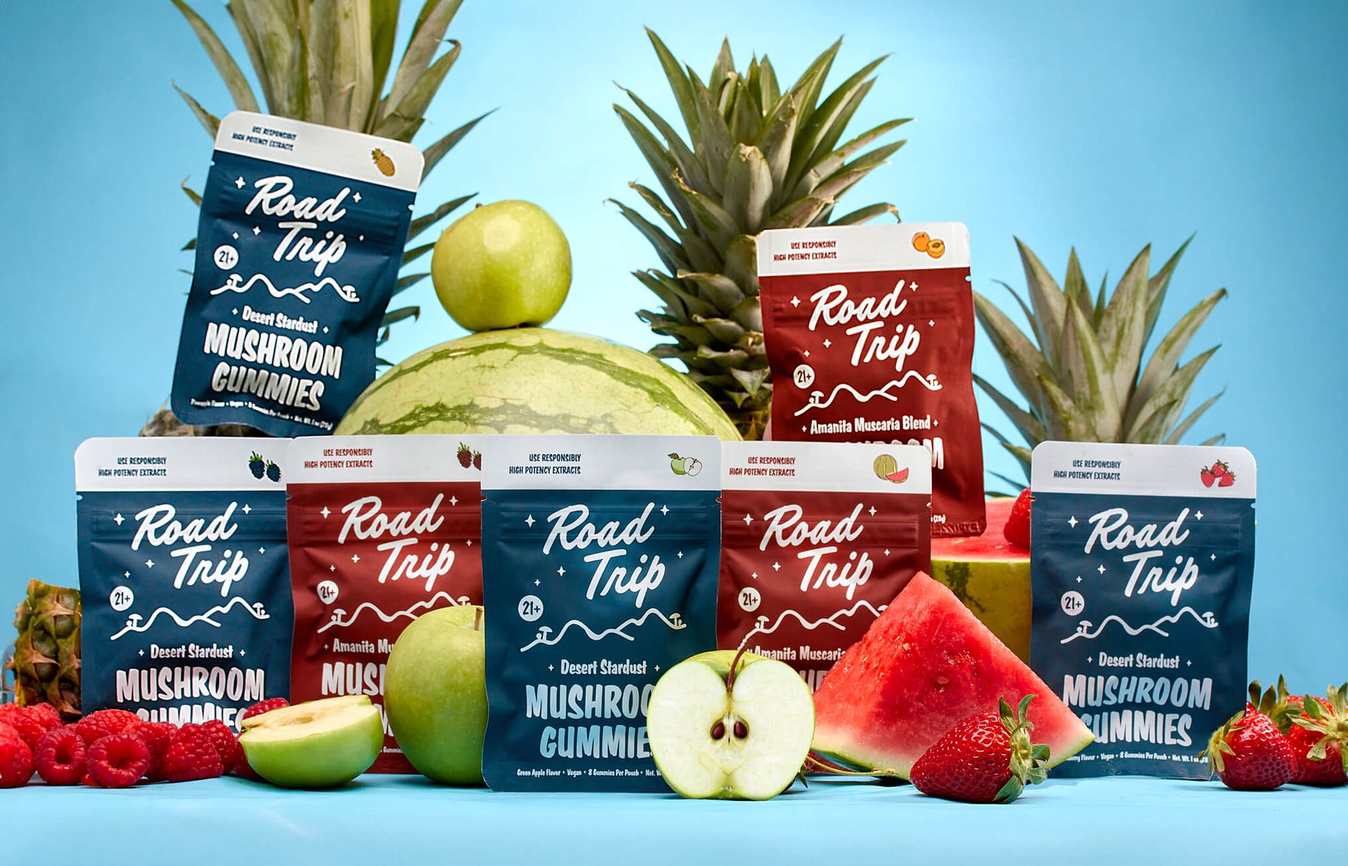 Road Trip Mushroom Gummies (28000mg 8ct Pouch) - Group Photo