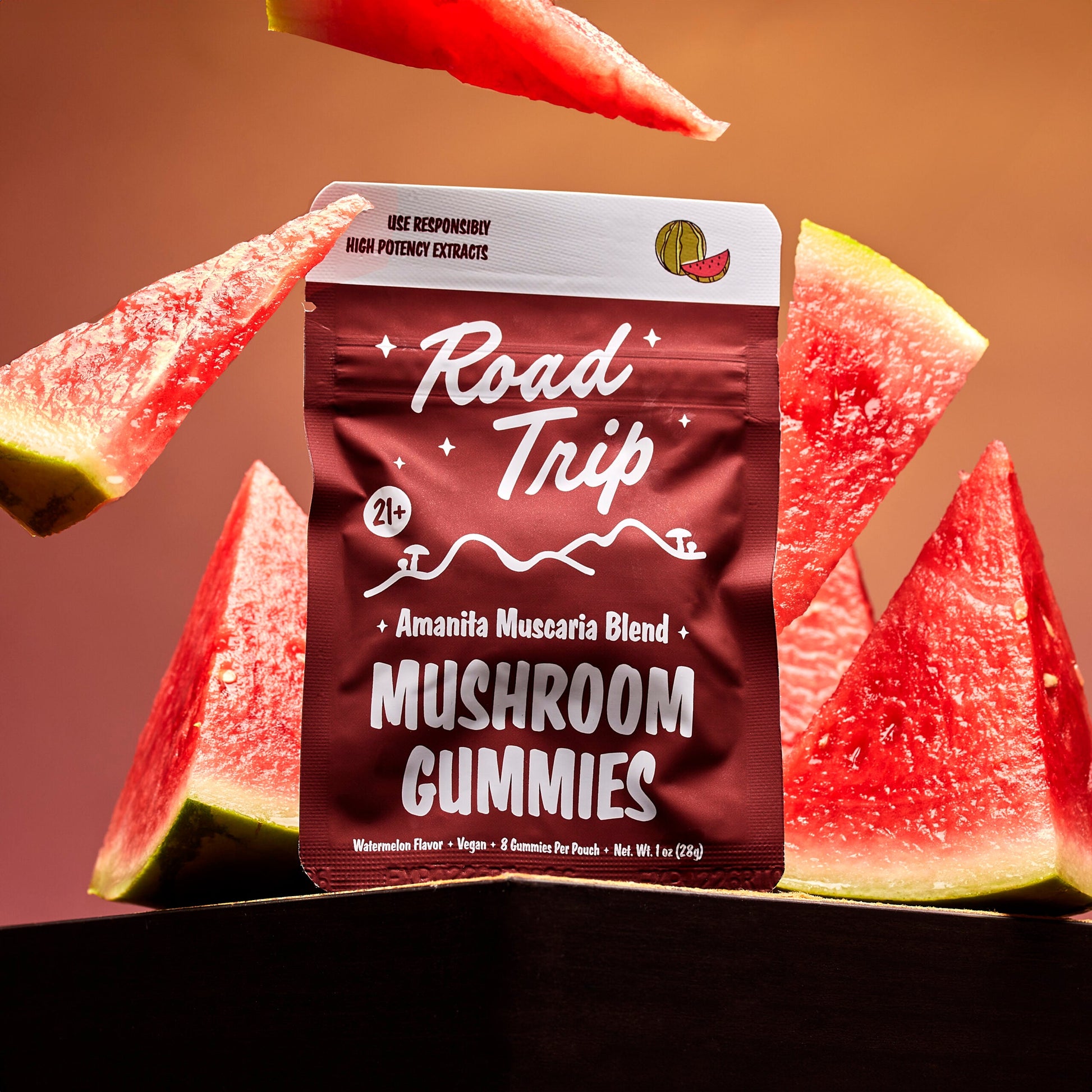 Road Trip Mushroom Gummies (28000mg 8ct Pouch) - Amanita Muscaria Mushroom Watermelon