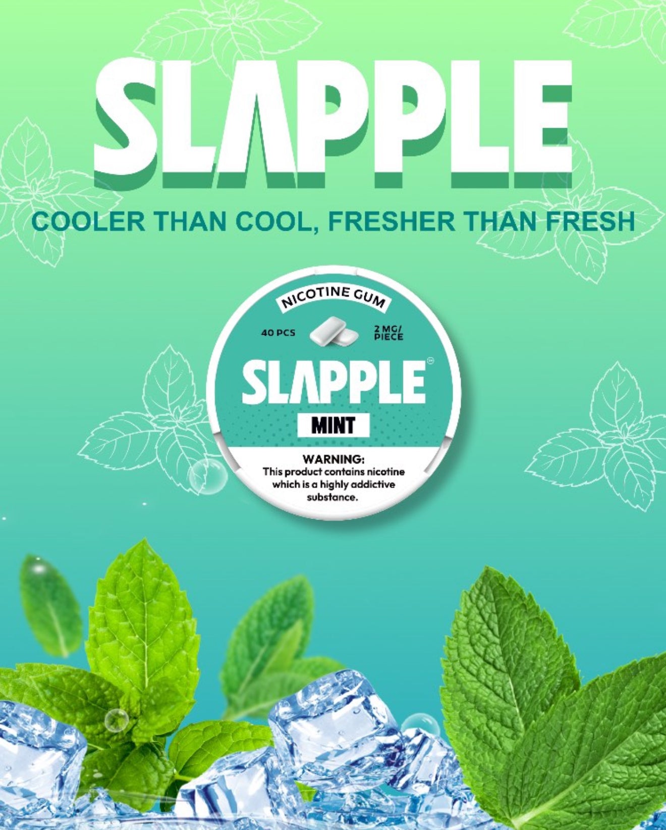 Slapple | DSPLY 5pc | Nic Gum | 40ct Can | SAS | Mint
