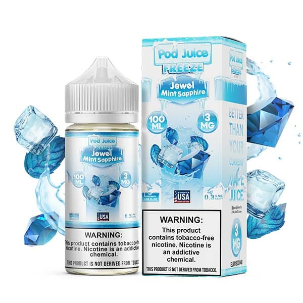 Pod Juice Series E-Liquid | 100mL | 3mg | (Freebase) | Jewel Mint Sapphire  with Packaging