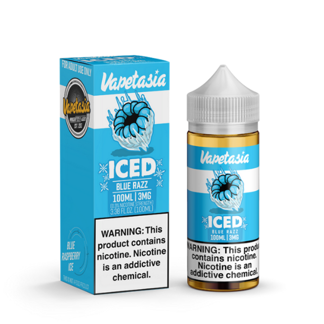 Vapetasia Series E-Liquid (Freebase) | 100mL | 3mg | Iced Blue Razz with packaging