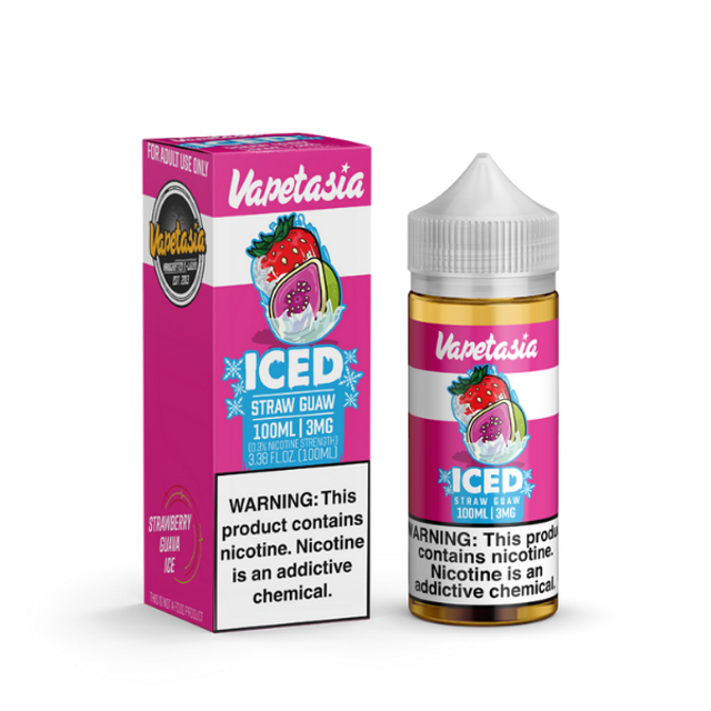 Vapetasia Series E-Liquid (Freebase) | 100mL | 3mg | Iced Straw Guaw with packaging