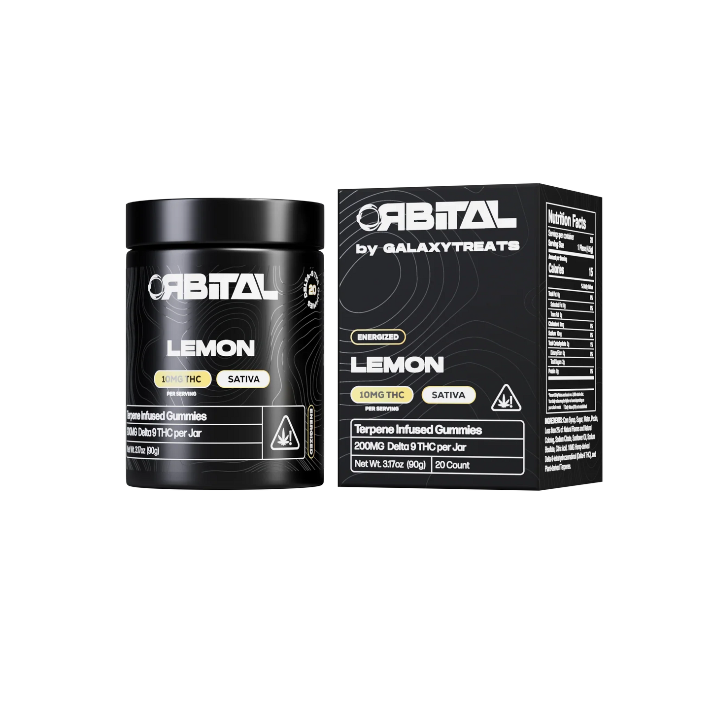 Galaxy Treats (Delta)(Gummies)(200mg 20ct Jar) Orbital - Lemon with packaging
