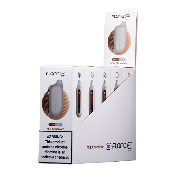 FLONQ Max Smart Disposable | 10000 Puffs | 14mL | 20mg | MOQ 5 | Milk Chocolate 5 Packs with packaging