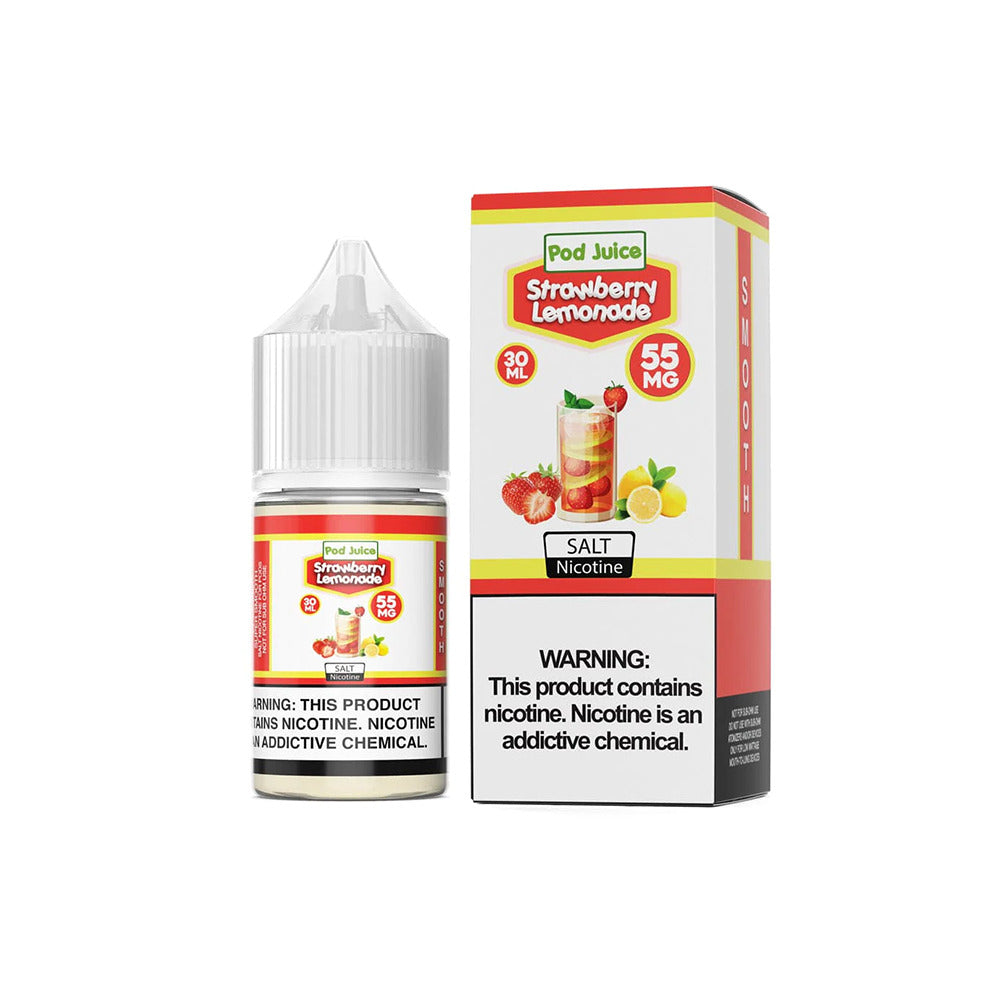 Pod Juice Salt Series E-Liquid | 30mL | 55mg | Strawberry Lemonade with packaging