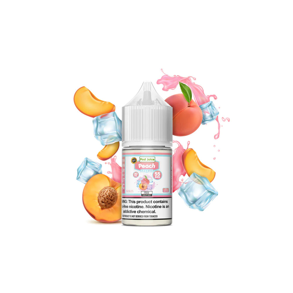 Pod Juice Salt TFN Series E-Liquid | 30mL | 55mg | (Salt Nic) | Peach Freeze