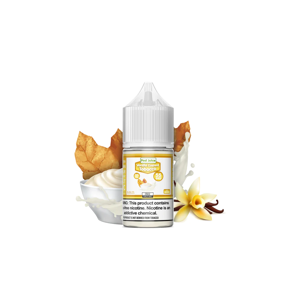Pod Juice Salt TFN Series E-Liquid | 30mL | 55mg | (Salt Nic) | Vanilla Custard Tobacco