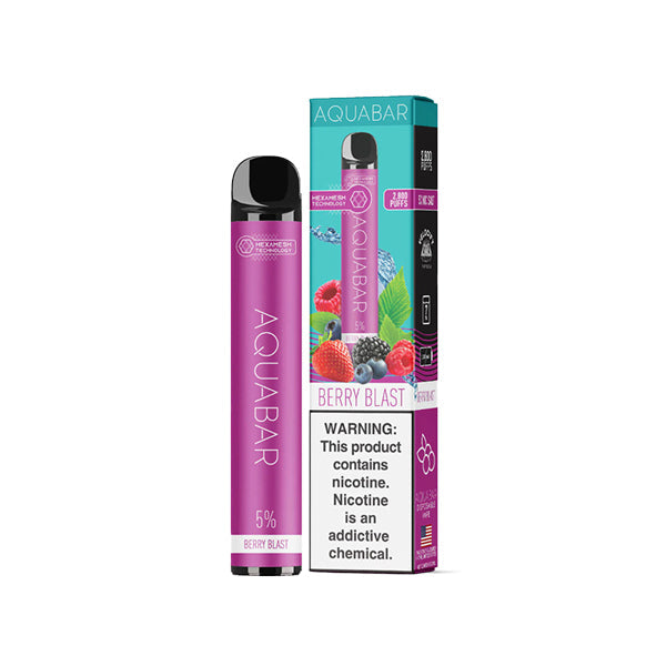 AquaBar Disposable 2800 Puffs 7mL 50mg | MOQ 10 Berry Blast