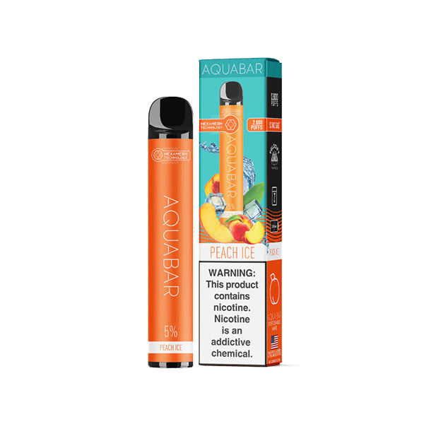 AquaBar Disposable 2800 Puffs 7mL 50mg | MOQ 10 Peach Ice
