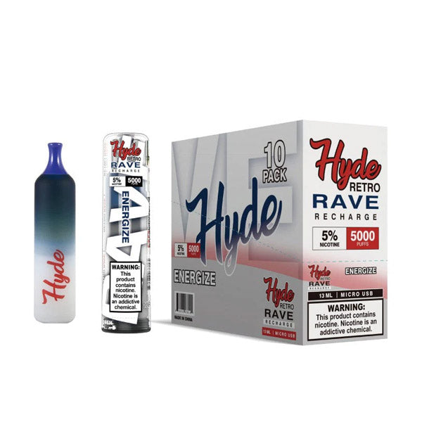 Hyde Retro RAVE Disposable 5000 Puffs 12mL 50mg | MOQ 10 | Energize with Packaging