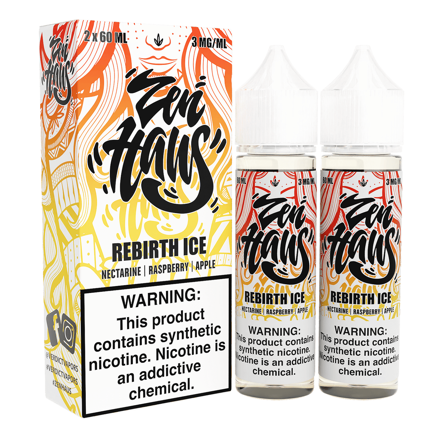 Zen Haus Series E-Liquid 120mL – Freebase – 60mL 2-Pack - Rebirth ICE