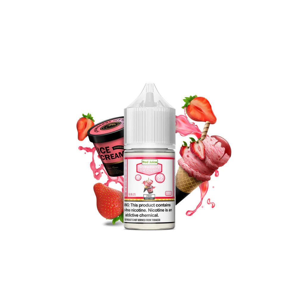 Pod Juice Salt TFN Series E-Liquid | 30mL | 55mg | (Salt Nic) | Strawberry Ice Cream