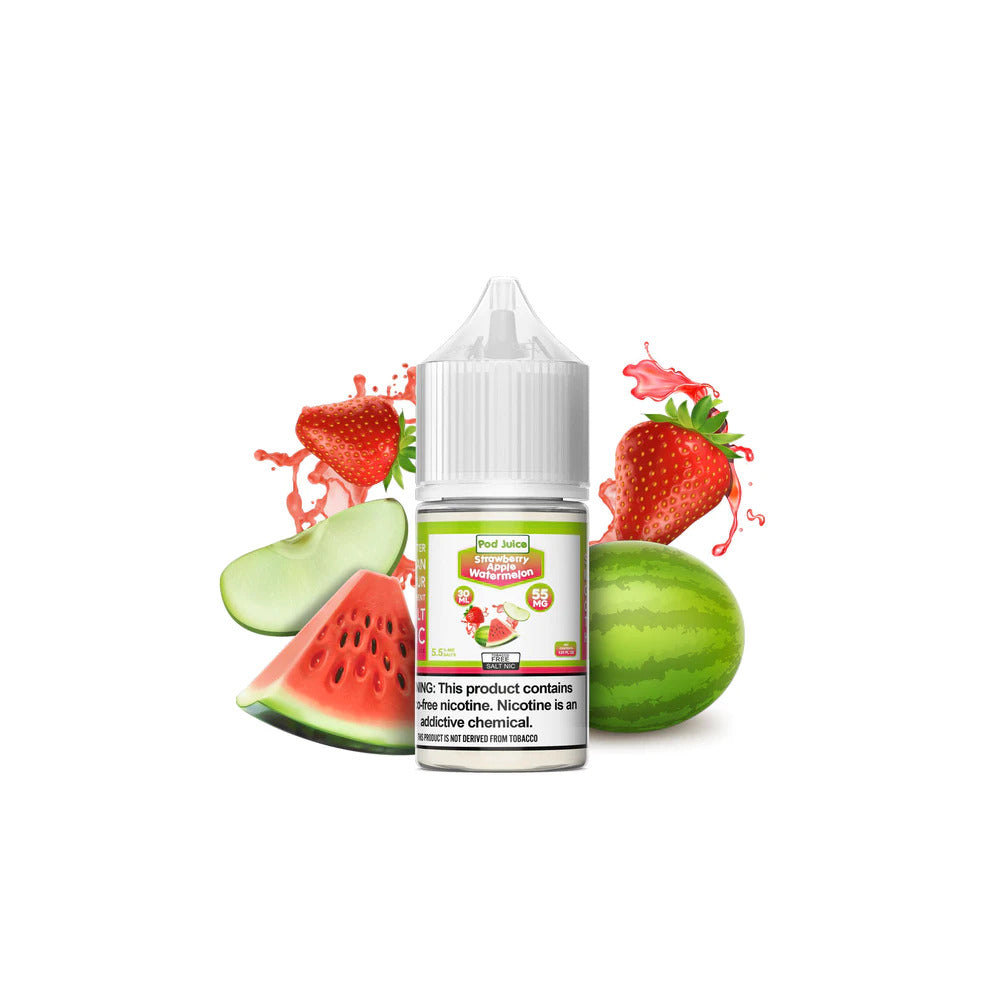 Pod Juice Salt Series E-Liquid | 30mL | 55mg | Strawberry Apple Watermelon