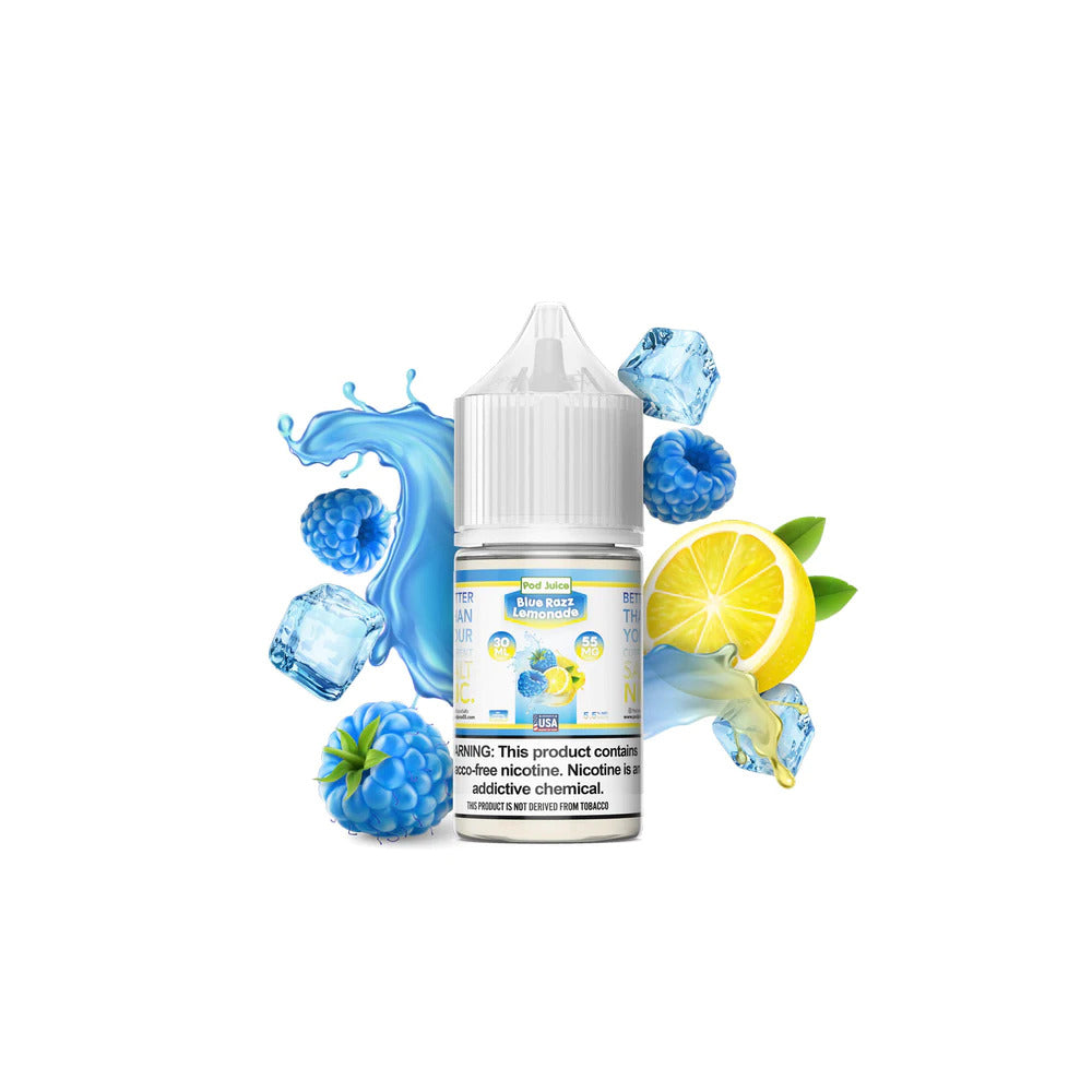 Pod Juice TFN Salt Series E-Liquid | 30mL | Salt Nic | 55mg | Blue Razz Lemonade Freeze
