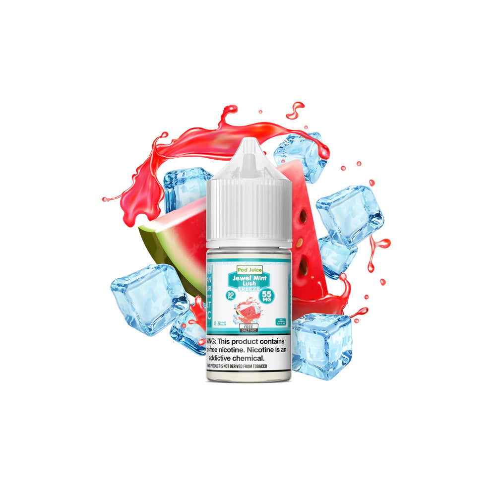 Pod Juice TFN Salt Series E-Liquid | 30mL | Salt Nic | 55mg | Jewel Mint Lush Freeze