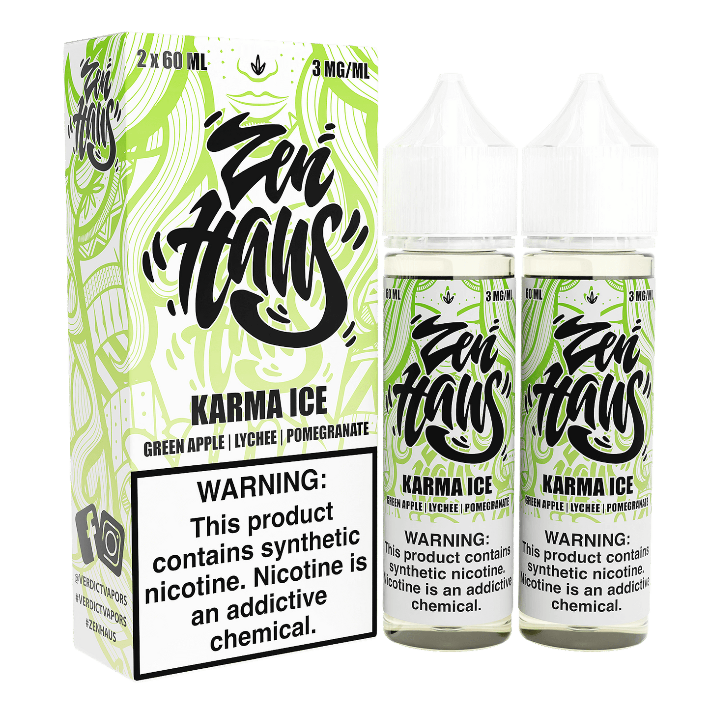 Zen Haus Series E-Liquid 120mL – Freebase – 60mL 2-Pack - Karma ICE