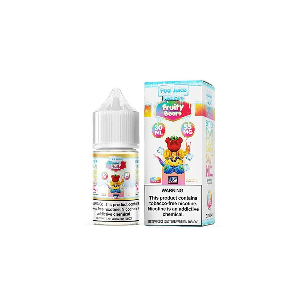 Pod Juice TFN Salt Series E-Liquid | 30mL | Salt Nic | 55mg | Fruity Bear Freeze with packaging