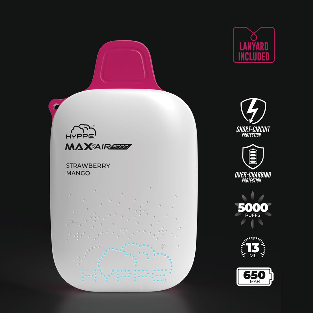 Hyppe Max Air Disposable | 5000 Puffs | 13mL | 50mg | MOQ 5 | Strawberry Mango