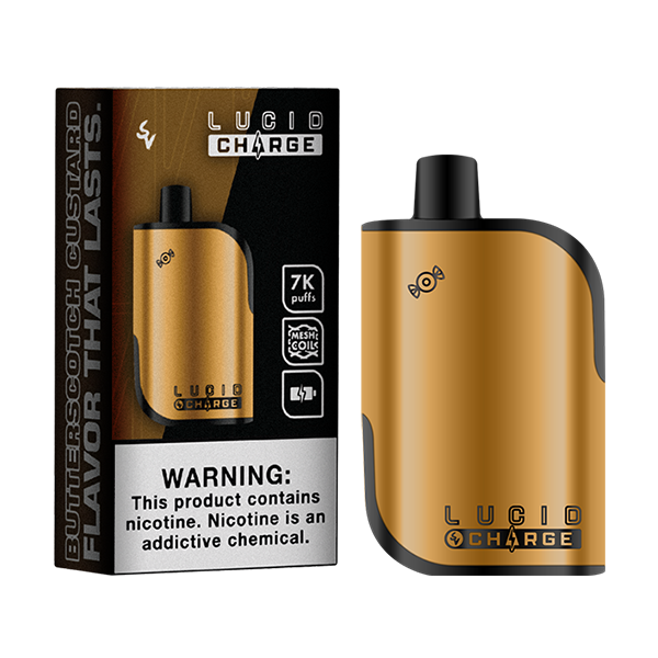 Lucid Charge Disposable | 7000 Puffs | 14mL | 50mg | MOQ 10 | Butterscotch Custard  with Packaging