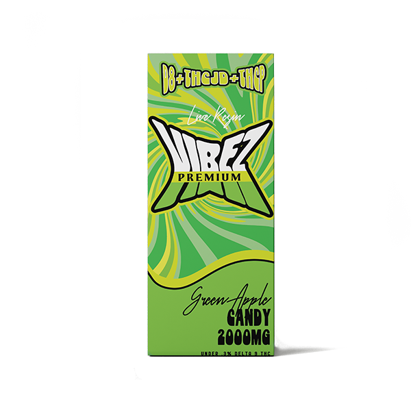 Premium Vibez D8 + THCJD + THC-P Live Resin Disposable (2g) - Green Apple Candy