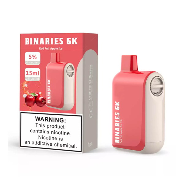 HorizonTech - Binaries Cabin Disposable | 6000 puffs | 15mL | MOQ 10 | Red Fuji Apple Ice with packaging