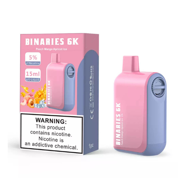 HorizonTech - Binaries Cabin Disposable | 6000 puffs | 15mL | MOQ 10 | Peach Mango Apricot Ice with packaging