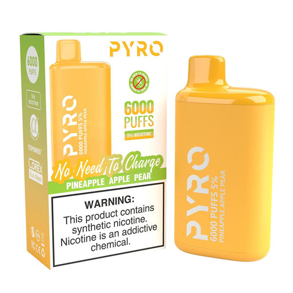 Pyro Disposable | 6000 Puffs | 13ml | 5% | 50Mg | MOQ10 | Pineapple Apple Pear with Packaging