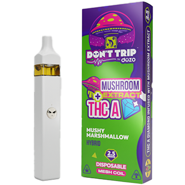 Dozo Don’t Trip Mushroom + THC-A Diamond Disposable (2.5g) | Mushy Marshmallow Hybrid with Packaging