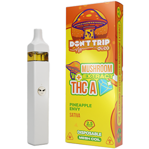 Dozo Don’t Trip Mushroom + THC-A Diamond Disposable (2.5g) | Pineapple Envy Sativa with Packaging