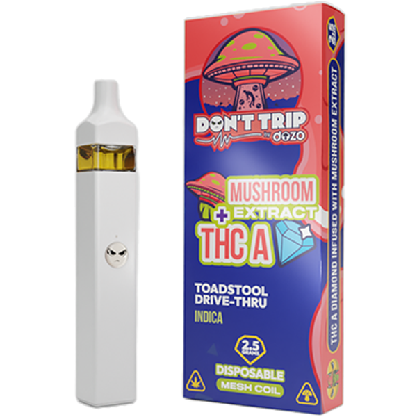 Dozo Don’t Trip Mushroom + THC-A Diamond Disposable (2.5g) | Toad Stool Drive - Thru Indica with Packaging