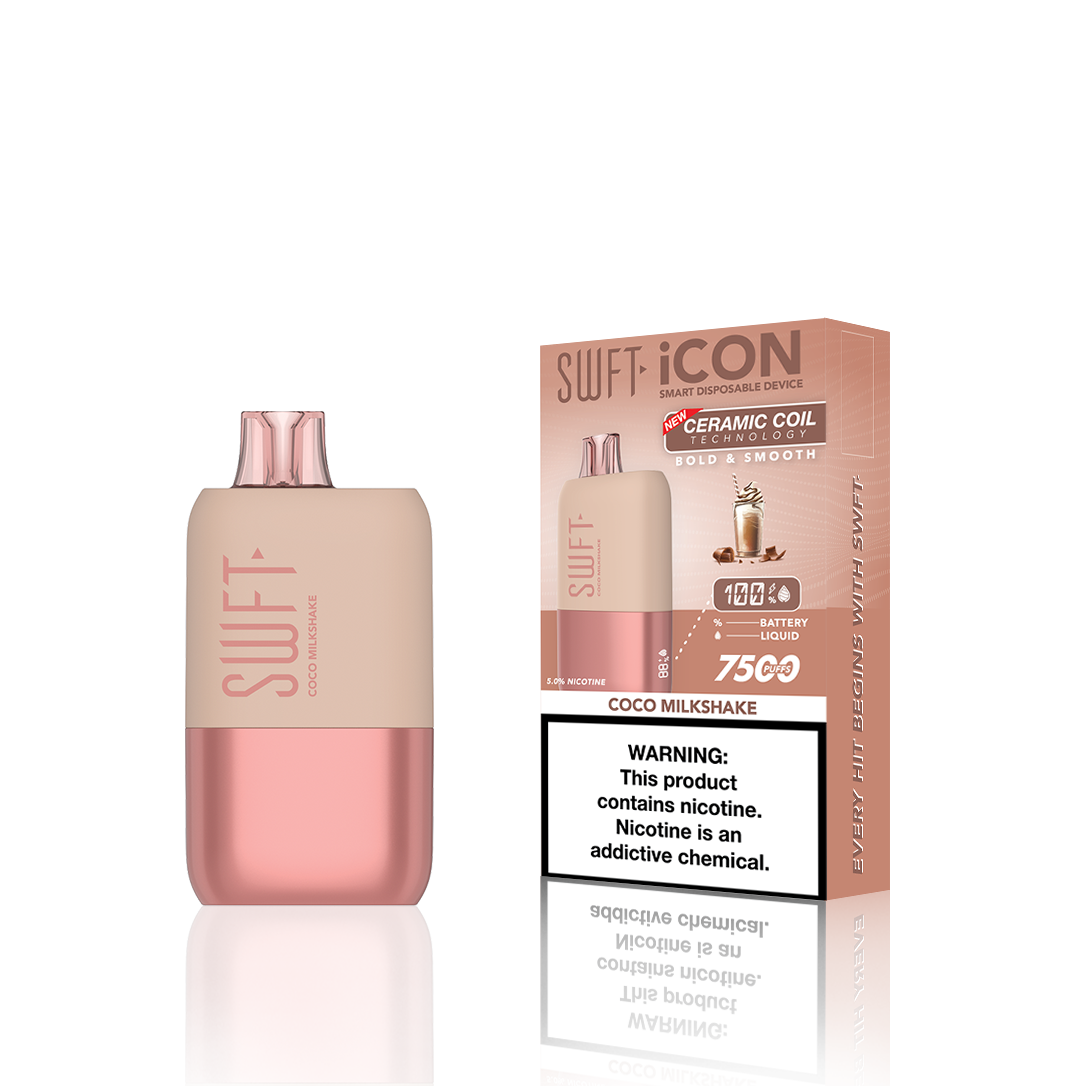 SWFT Icon Disposable | 7500 Puffs | 17mL | 5% | 50Mg | MOQ 10 | Coco Milkshake with Packaging
