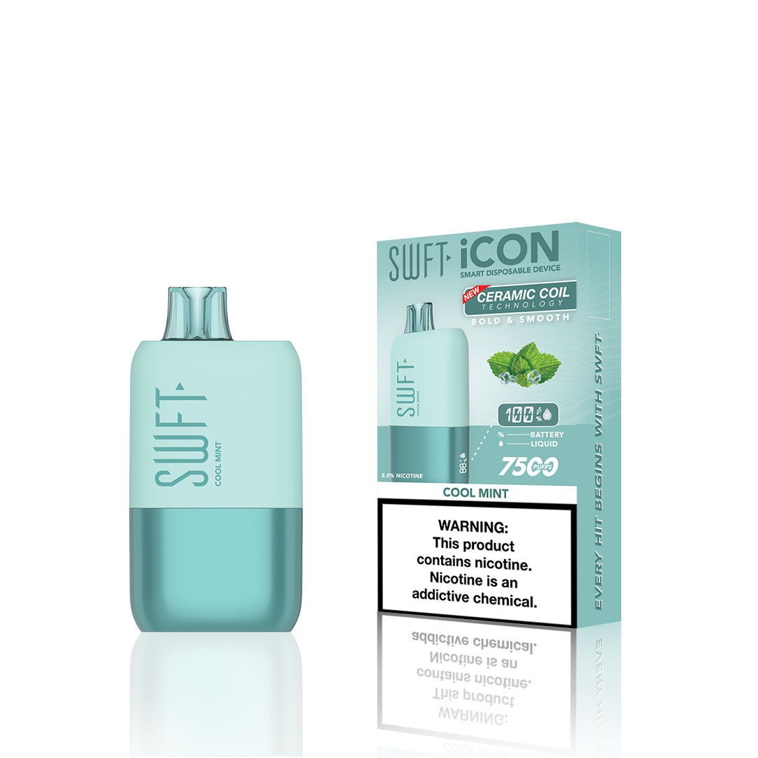 SWFT Icon Disposable | 7500 Puffs | 17mL | 5% | 50Mg | MOQ 10 | Cool Mint with Packaging