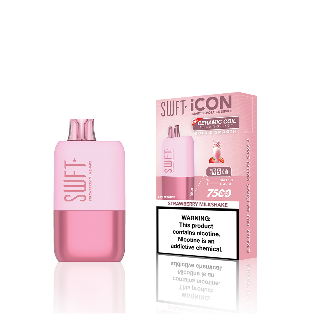 SWFT Icon Disposable | 7500 Puffs | 17mL | 5% | 50Mg | MOQ 10 | Strawberry Milkshake with Packaging