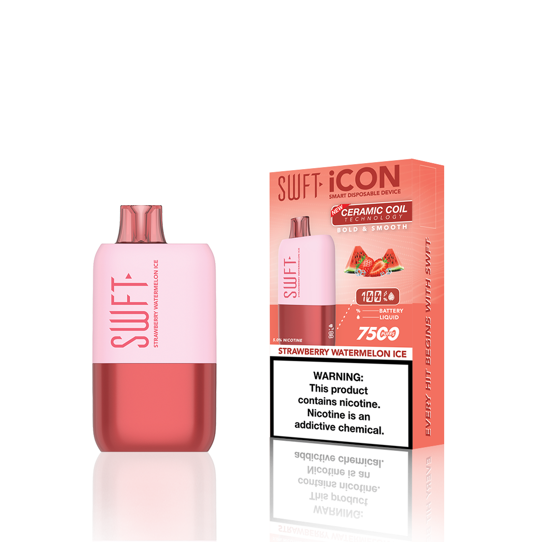 SWFT Icon Disposable | 7500 Puffs | 17mL | 5% | 50Mg | MOQ 10 | Strawberry Watermelon Ice with Packaging