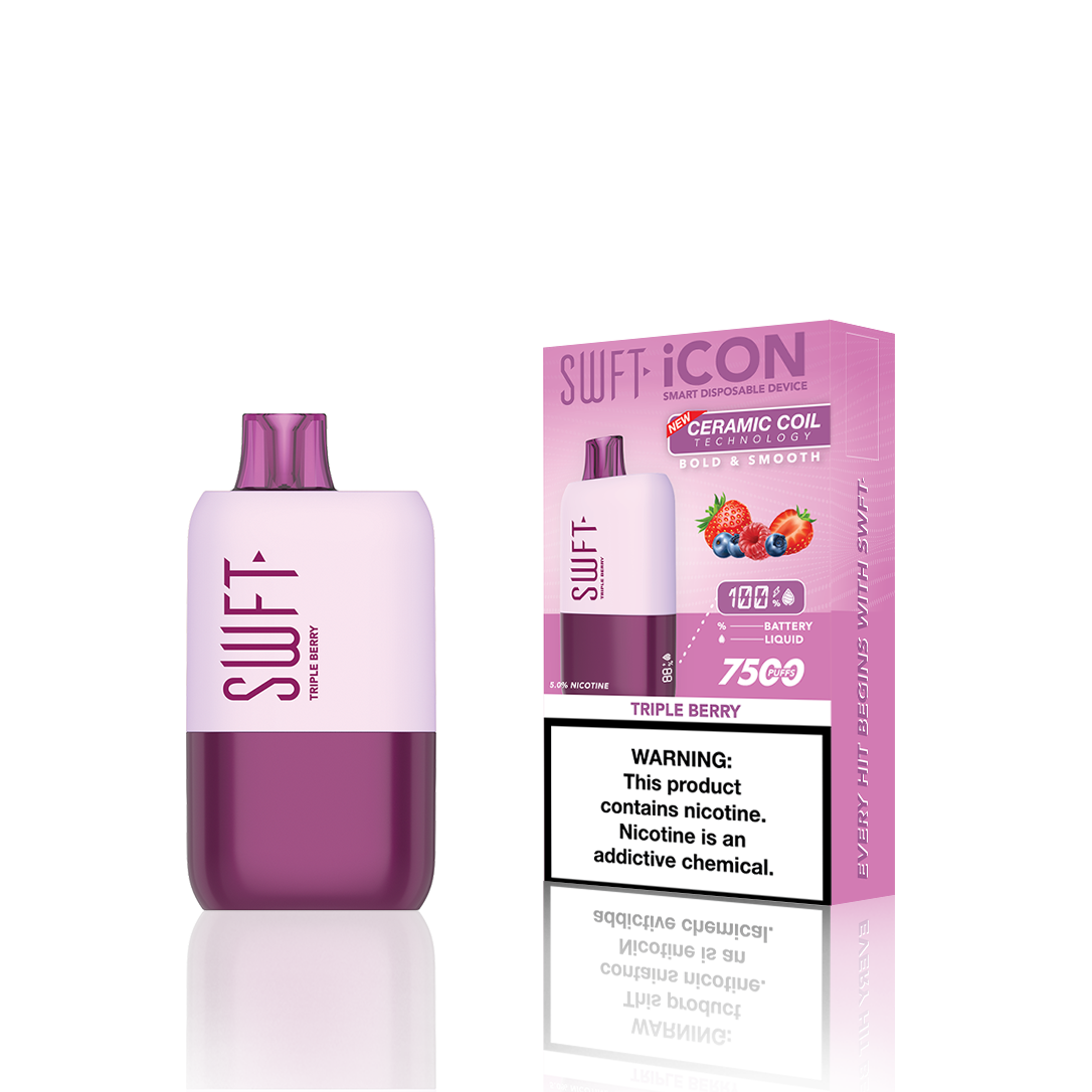 SWFT Icon Disposable | 7500 Puffs | 17mL | 50Mg | MOQ 10 | Triple Berry with Packaging
