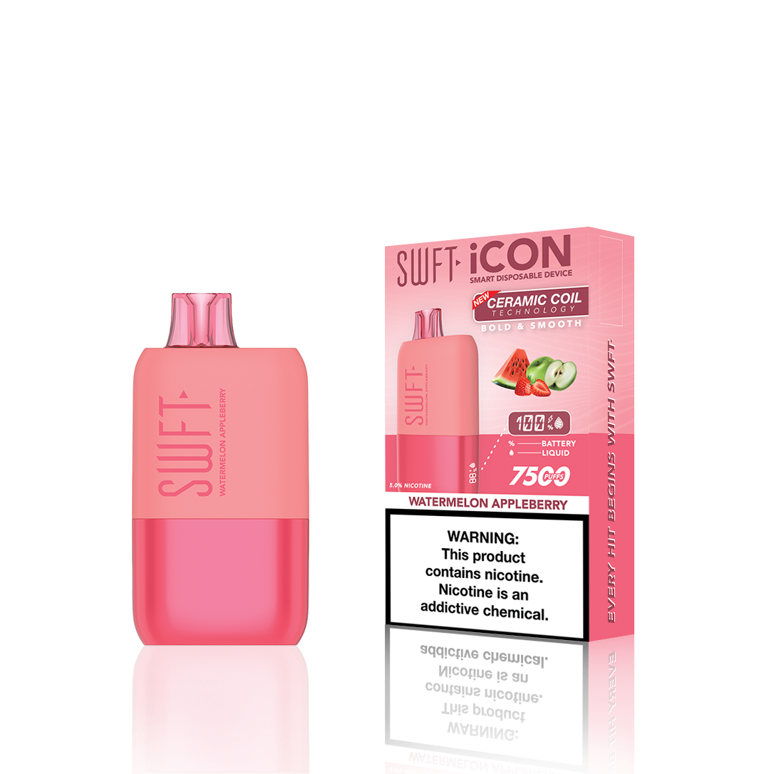 SWFT Icon Disposable | 7500 Puffs | 17mL | 50Mg | MOQ 10 | Watermelon Apple Berry with Packaging