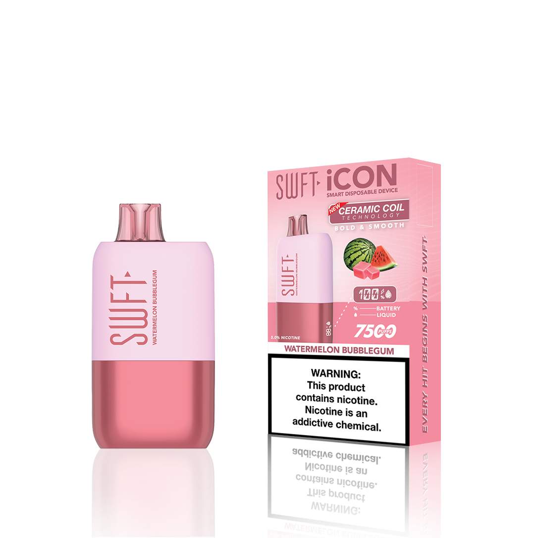 SWFT Icon Disposable | 7500 Puffs | 17mL | 50Mg | MOQ 10 | Watermelon Bubblegum with Packaging
