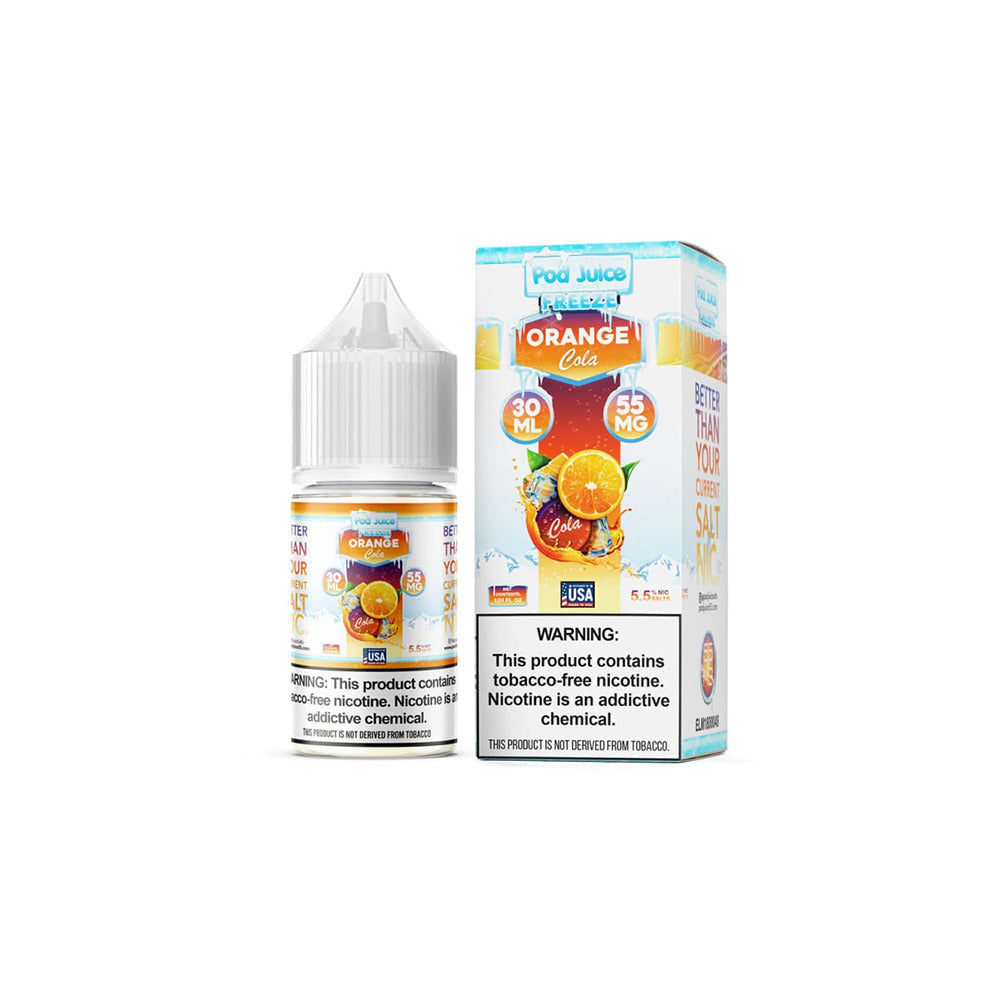 Pod Juice Salt TFN Series E-Liquid | 30mL | 55mg | (Salt Nic) | Orange Cola Freeze with packaging