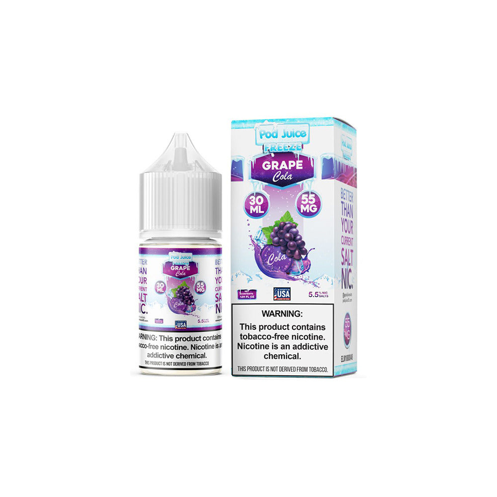 Pod Juice Salt TFN Series E-Liquid | 30mL | 55mg | (Salt Nic) | Grape Cola Freeze with packaging