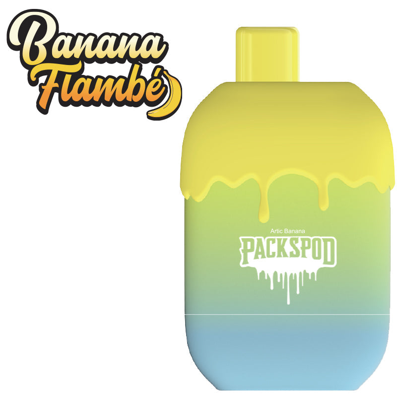 Packspod Disposable | 5000 Puffs | 12mL | 50mg | MOQ 5 | Banana Flambe (Arctic Banana)