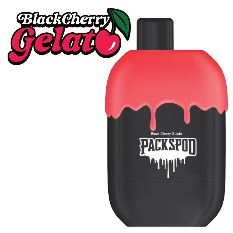 Packspod Disposable | 5000 Puffs | 12mL | 50mg | MOQ 5 | Black Cherry Gelato (Cherry Pop)